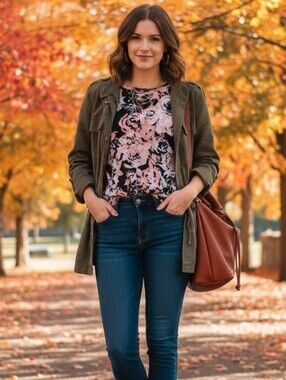 A Love Story Pink Black Floral Semi-sheer Short Sleeve Blouse With Cami Med
